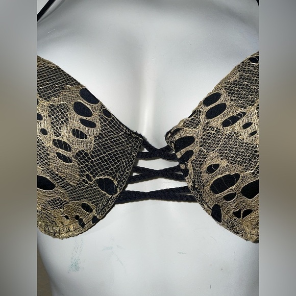 Beach Bunny Bikini Top Take Me There Bikini BB Bikini Gold Lace Bikini NEW - Picture 15 of 16